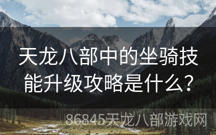 天龙八部中的坐骑技能升级攻略是什么？