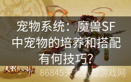 宠物系统：魔兽SF中宠物的培养和搭配有何技巧？