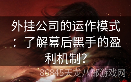 外挂公司的运作模式：了解幕后黑手的盈利机制？